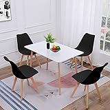 FURNITABLE Essgruppe 5-teilig | Küchentisch-Set | Esszimmertisch mit 4 Schwarzem Stühlen | Esszimmergruppe für Esszimmer Küche Wohnzimmer | Weißer Esstisch