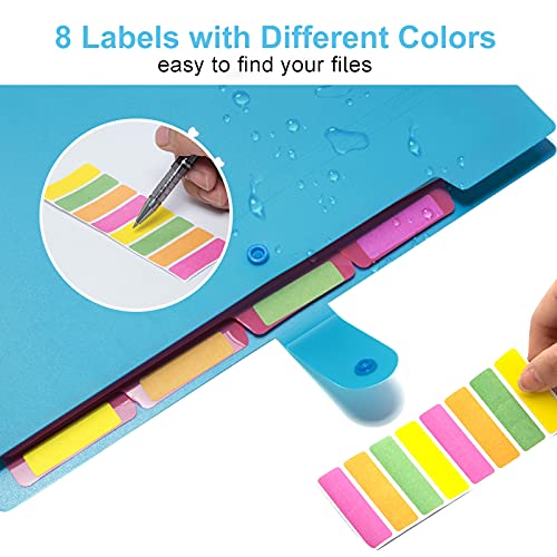 Forvencer Accordion File Organizer, Letter Size, 5 Pocket Expanding File Folder, Cute File Folder with Labels, Portable File Organizer for School Office Supplies, Folders for Documents, Sky Blue
