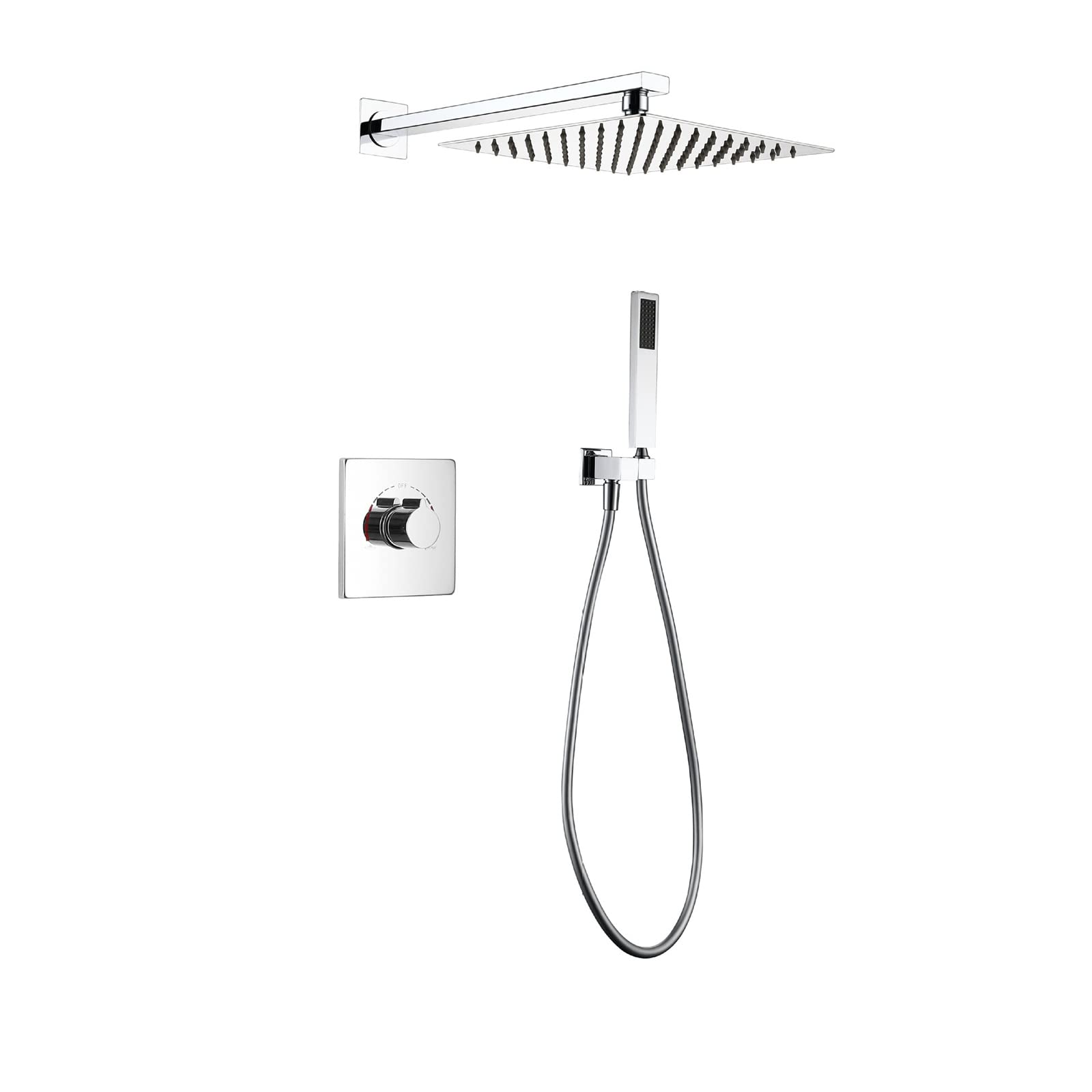 Ensemble de mitigeur de douche mural haut de gamme avec grand pommeau encastré