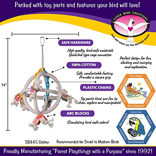 Super Bird Creations Sb445 Fun Round Swinging Orbiter Bird Toy, Small To Medium Size, 14” X 10”, Varies #TOP6
