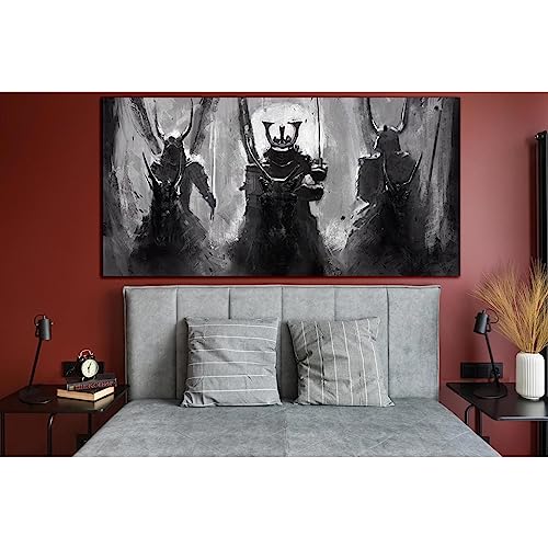 Lienzo de tres samuráis mágicos en gran formato de un panel, cuadro ZELLART de 140 x 70 cm