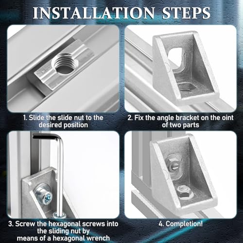 20 Stück Alu Profil 20x20 Winkel, Winkelverbinder,Aluprofil 20x20,Aluwinkel Befestigungsmaterial für Befestigung von Aluminiumprofilen, für Strebenprofil,3D-Drucker,CNC-Router,DIY-Projekte
