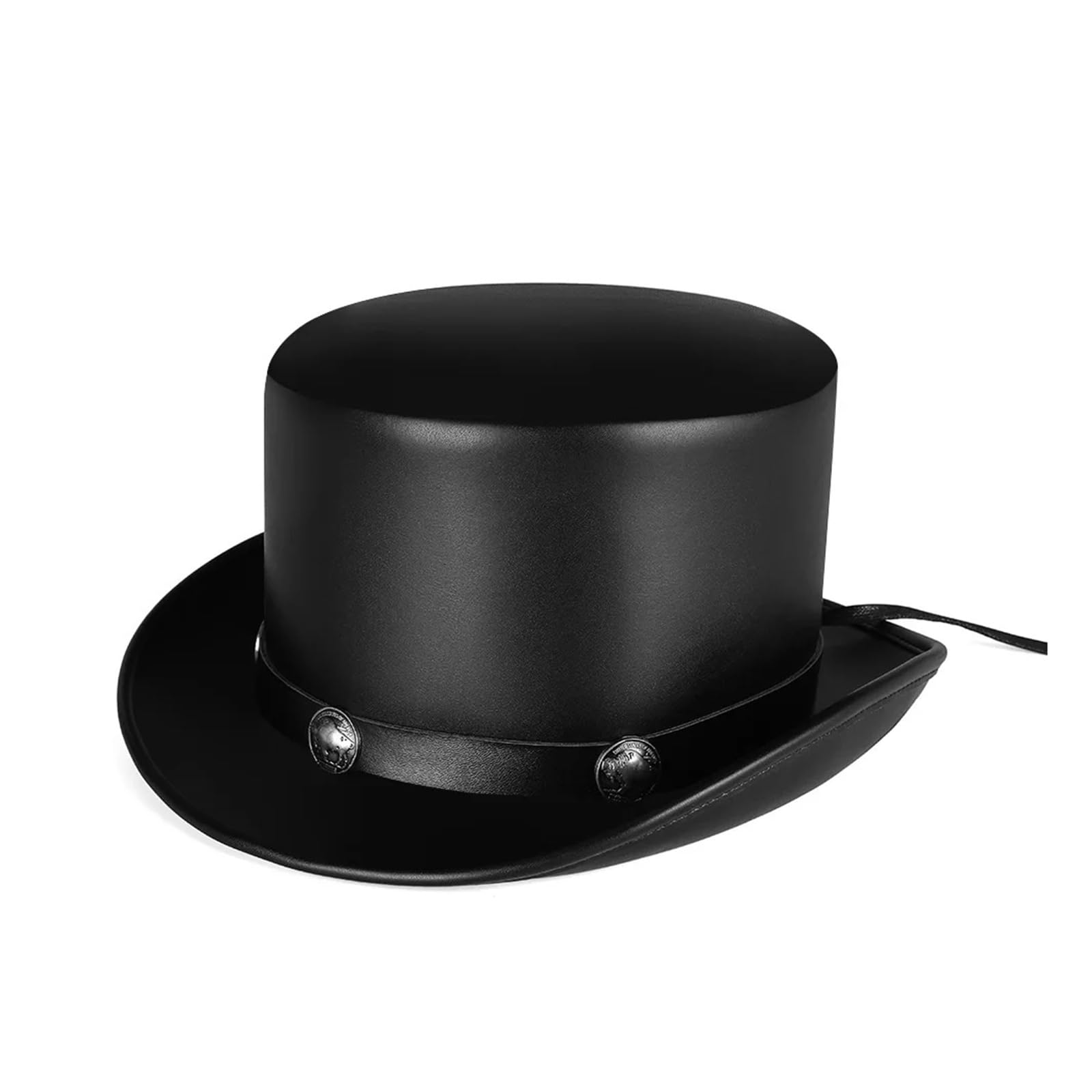 Sombrero Fedora Hombre Sombrero gótico Punk Steampunk, Gorra de cúpula de Cuero PU Retro Industrial, Disfraz de Bruja mágica Unisex