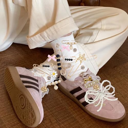 Shoe Charms for Sneaker Fashion Charm for Socks Junk Socks Charms Safety Pins Brooches and Pins for Women Jewelry Charm Kit Suitable for Christmas Gifts3