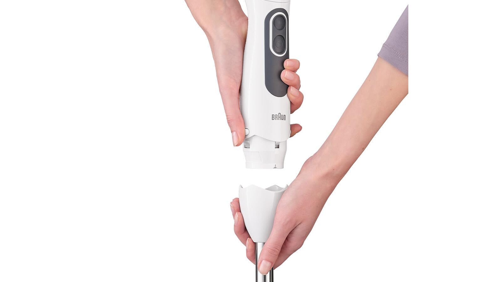 Braun Frullatore a Immersione MQ3135WH Minipimer, Tecnologia Tedesca, regolazione fino a 11 velocità, potenza 750W, Dotato di bicchiere da 600ml, frusta a filo e tritatutto da 500ml, Bianco/Grigio