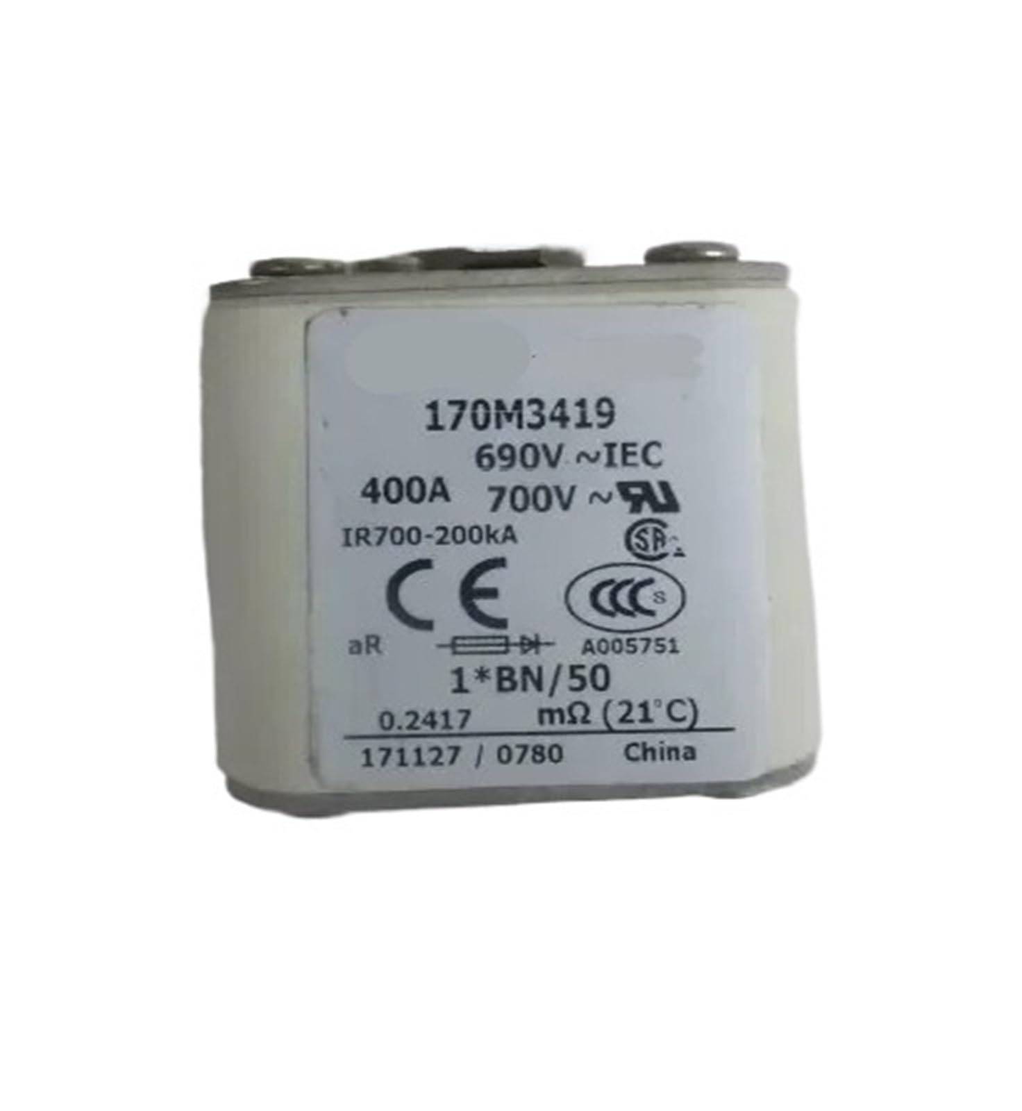 Fusible 170M3415 contre les surcharges electriques 690V 300A taille carrée