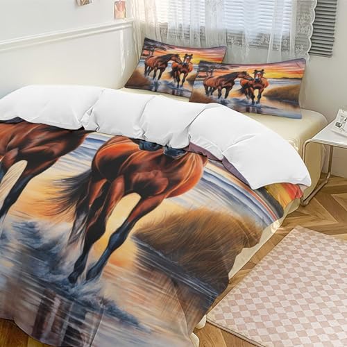 Parure de lit cheval 3D en microfibre premium avec taies d'oreiller coordonnées - 5