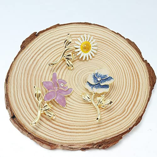 Image of Enamel Daisy Flowr Brooch Pin,Cute Sun Flower Suit Lapel Pin Plant Gladdon Flower Coat Pin Clothes Accessories Wedding Party Jewelry for Women Girl