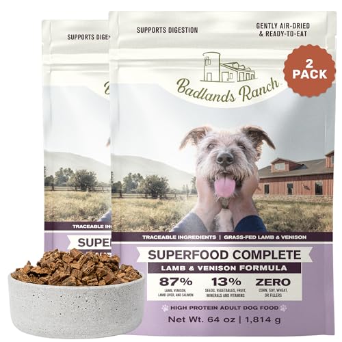 Image of BADLANDS RANCH Air-Dried Lamb & Venison Dog Food, 87% Meat, 64 oz, 2-Pack