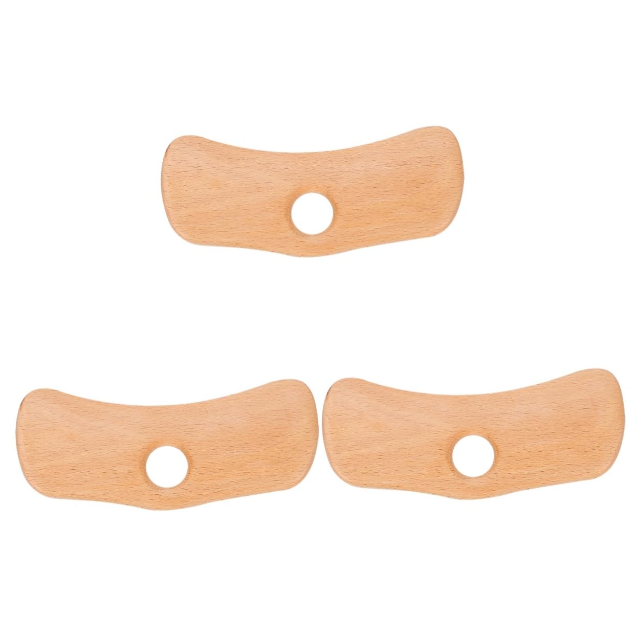 MAGICLULU 3 Pz tavola raschiante strumento musicale gua sha tavola da massaggio per il viso tavola da massaggio per il corpo tagliere in legno strumento di massaggio guasha portatile Faggio