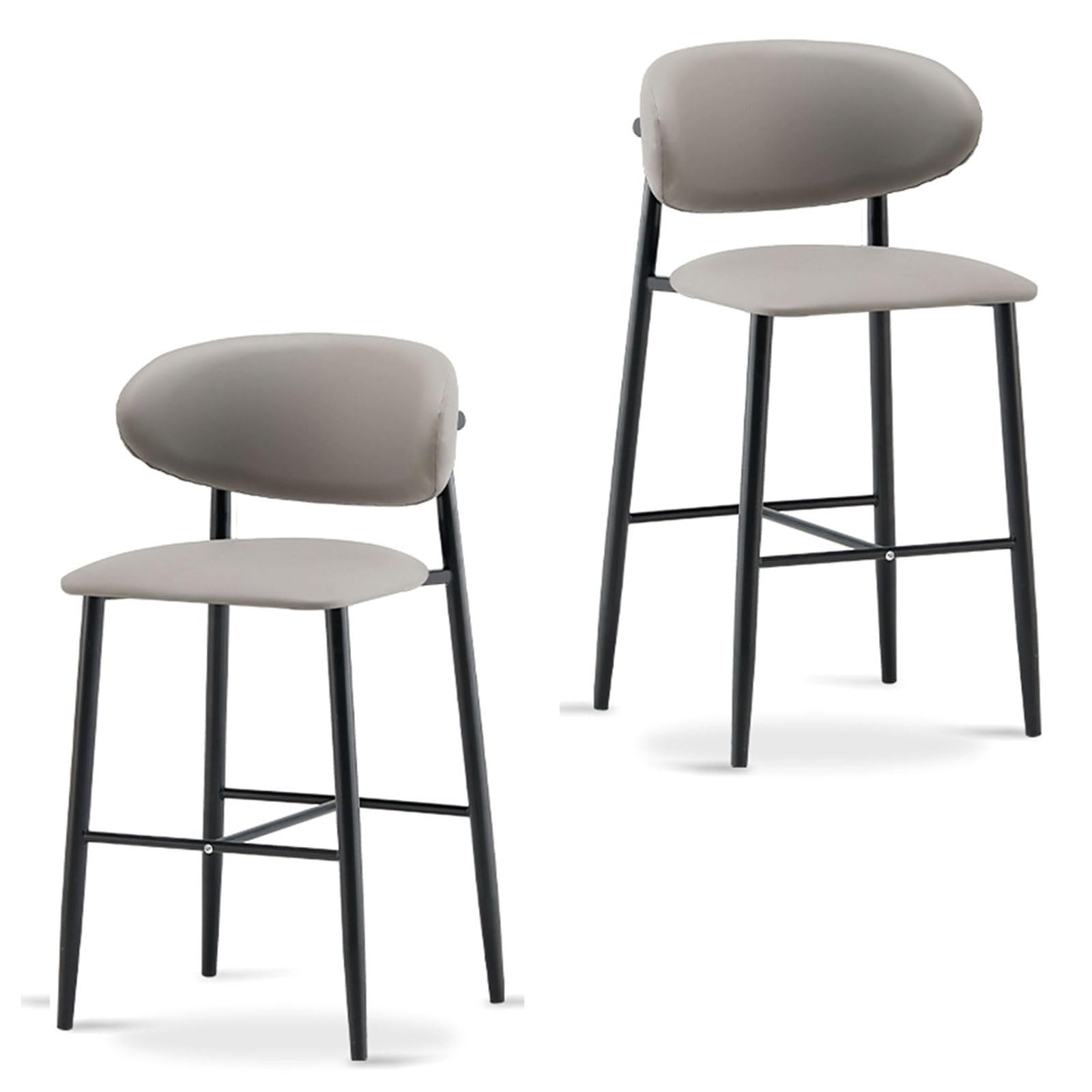 Ensemble de 2 tabourets de Bar rembourrés, Hauteur comptoir 56/66/76 cm, avec Repose-Pieds et Pieds en métal Robustes, pour la Maison, Un pub, Une Cuisine ou Un café.