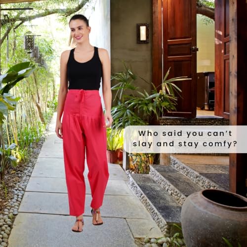 Image of Happy Bunny Salwar Pant - Modern Style Pure Cotton for Women - Ethnic Semi Patiala Trouser - Office,Home - All Day Comfort Wear with Drawstring