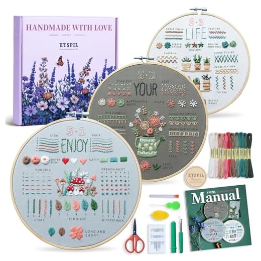 ETSPIL 3-Pack Embroidery Kit for Beginners