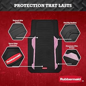 Rubbermaid Car Floor Mat, Heavy Duty All-Weather Car Mats Full Set with Dual-Tone Pink Aluminum Inserts – Universal Fit, Anti-Slip Backing, Trim-to-Fit for Most SUV, Sedan, Van — photo 3 of 6