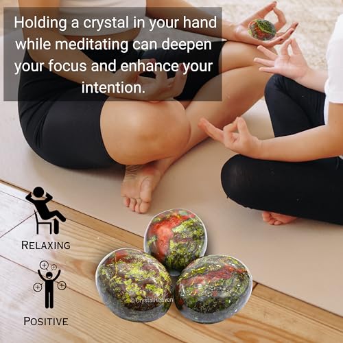 Image of Certified Dragon Bloodstone Crystal Palm Pebbles Stones for Anxiety Stress Relief Massage - AAA Grade Original Healing Gemstone Agate Palm Stone for Yoga Meditation Spiritual Reiki Feng Shui