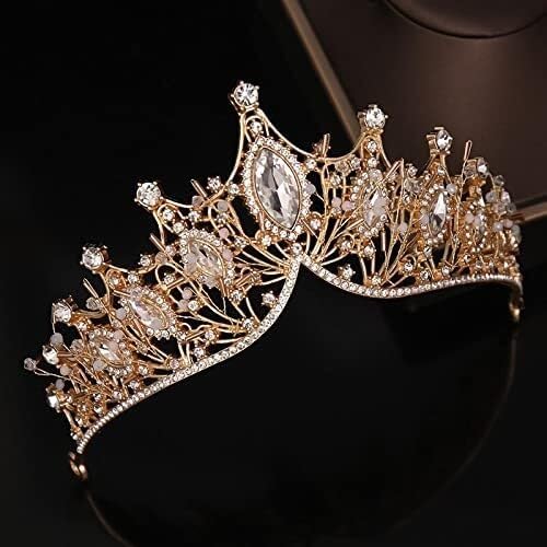 Elegant Silver Crystal Tiara for Women, Rhinestone Bridal Crown, Princess Hair Accessory for Weddings, Proms & Special Occasions(Gold)