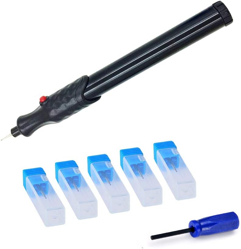 Engraving Pen DIY Engraving Tool,Black Electric Micro Engraver Pen&6 PCS Diamond Tip Bit Compatible with Polishing Jewelry Jade Glass Wood Grinding DIY Tool