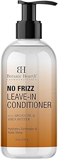 Botanic Hearth Leave In Conditioner For Curly, Frizzy, Dry, Damaged Hair | Detangling Conditioner With Shea Butter, Argan Oil & Allantoin | Smooth Flyaways & Add Shine | For All Hair Types | 8 Oz