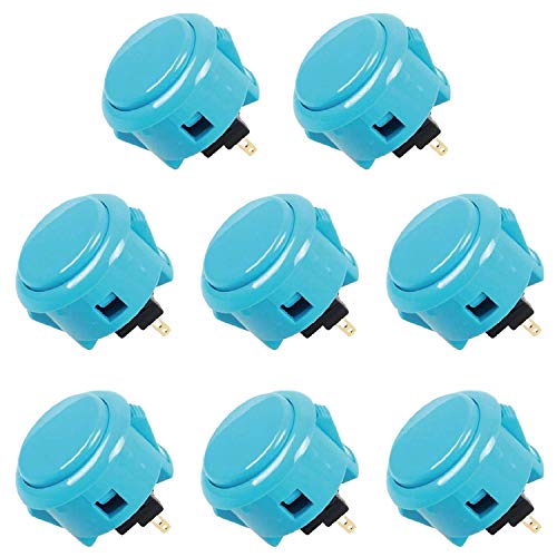 Image of Sanwa 8 pcs OBSF-30 Original Push Button 30mm - for Arcade Jamma Video Game & Arcade Joystick Games Console (Blue) S@NWA