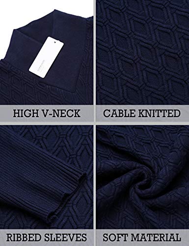 Pull en tricot pour homme bleu taille L Coofandy chic et confortable - 6
