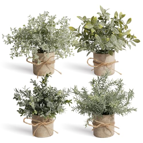 PENGYEE 4Pcs Small Fake Plant for Home Decor, Artificial Plants