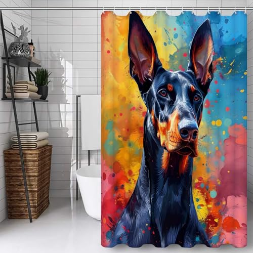 Rideau de douche chien en tissu polyester premium 120x120 cm