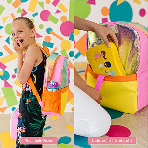 Wildkin Pack-It-All Kids Backpack For Boys & Girls, Ideal Size For School & Travel Backpack For Kids, Features Front Strap, Interior Sleeve, Back Support & Side Pocket (Orange Shimmer) #TOP2