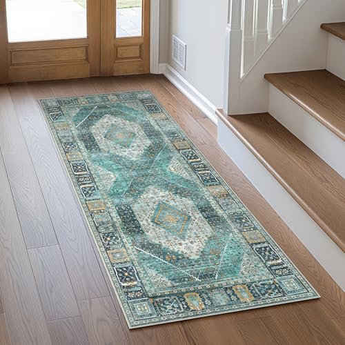 GENIMO 2x10 Non Slip Hallway Runner Rug, Machine Washable, Thin & Low Pile Lightweight for Kitchen, Laundry, Entryway, Bedroom & Living Room