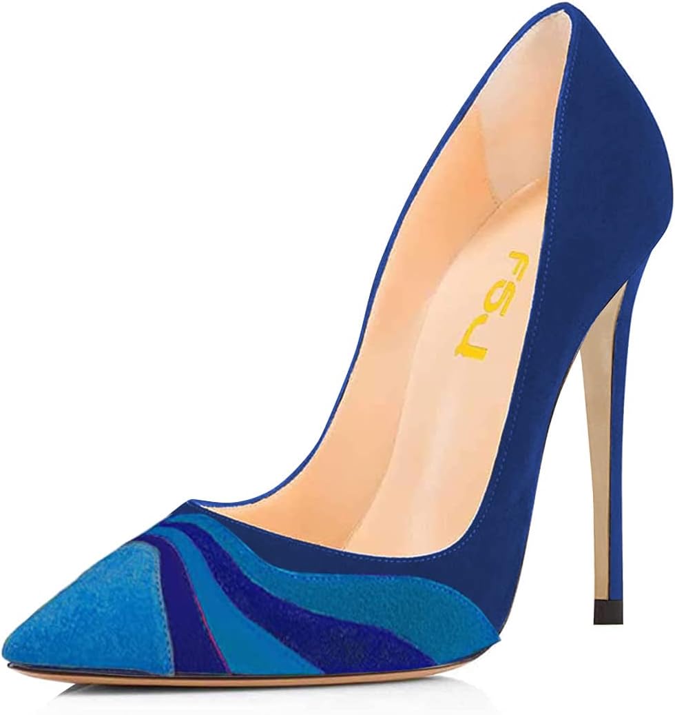 FSJ Women Formal Pointed Toe Pumps High Heel Sexy Stilettos Slip On Office Cute Evening Dress Shoes Size 4-15 US