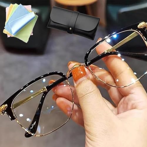 Ultra Light Anti Blue Presbyopic Glasses, Anti-Blue Light Reading Glasses - Ultra Light Relieve for Men and Women (Gold,1.0X)