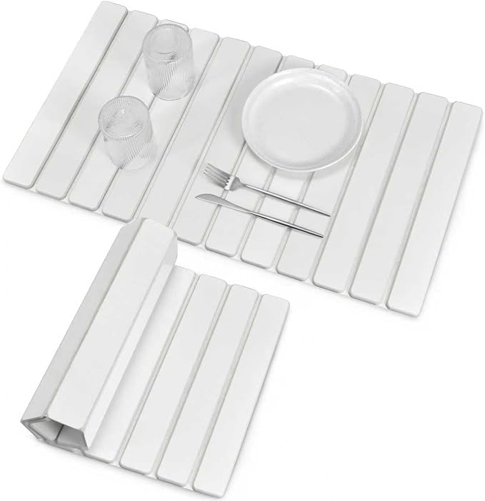 Large Stone Dish Drying Mats for Kitchen Counter, Fast Drying Collapsible Dish Drying Mat, 28"(L)×16"(W), Eco-Friendly Absorbent Diatomaceous Earth Mats for Dishes Bottles Cups, Match Any Countertop