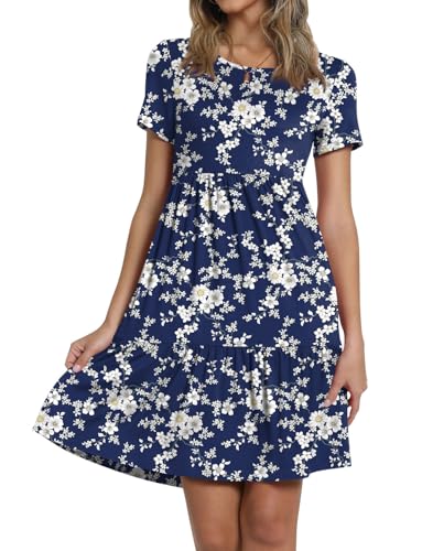 Image of TAOHUADAO 2026 Summer Dresses for Women Short Sleeve Ruffle Casual Sundress with Pockets