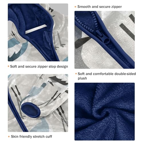 Birds Pattern Print on Fabric Toddler Fleece Jacket Girl Boys Hooded Fleece Jacket Coat Warm Outwear Zip-up 3-10T3