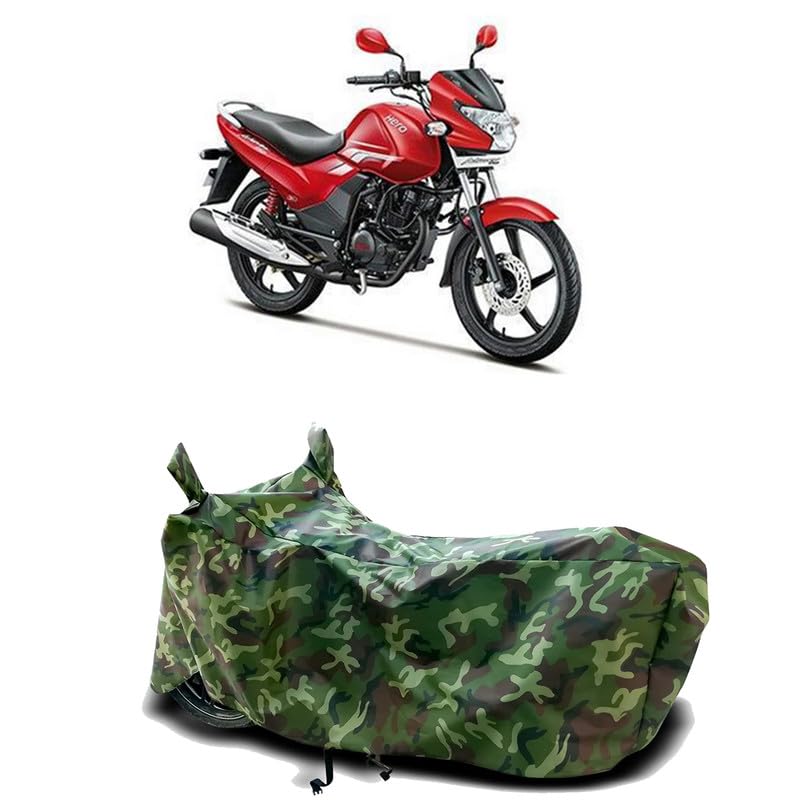 Image of DUFFEL-100% Heat Protection Two Wheeler Bike /Scooty Body Cover for Hero Achiever BS6 Water Resistance /UV-Rays /Birds Dropping /Scratchproof /Dust Proof /Waterproof[Green Jungle Print]