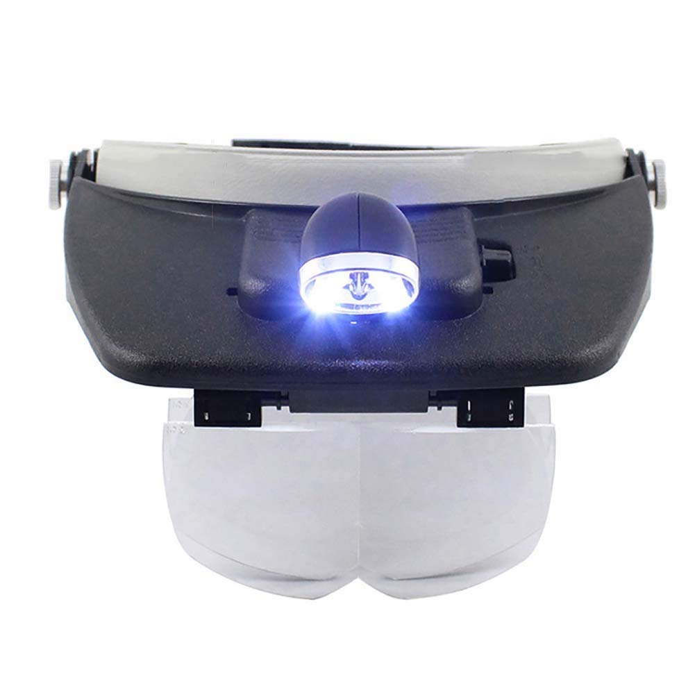 1.2X 1.8X 2X 2.5X 3.5X Lupa de Lupa para joyeros con Montaje en la Cabeza, Lupa de joyería de 5 Lentes con 2 Luces LED, Lupas de joyería de Lupa para Gemas, Monedas