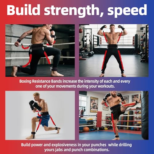 Image of Boxing Resistance Bands Set for Boxing MMA Martial Arts Training Equipment, 150lbs Exercise Bands with Cuffs & Belt, Workout Band for Resistance Training Enhance Explosive Power /Speed /Agility