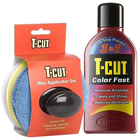 T-Cut Dark Red Scratch Remover Color Fast Paintwork Restorer Car Polish - 500ml plus a Wax Applicator Set with Handle * 13 Colours Available Cover