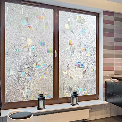 Película de ventana 3D con decoración de arco iris, calcomanía de privacidad para ventana, adhesivo estático, autoadhesivo extraíble para el hogar, jardín, balcón Cover