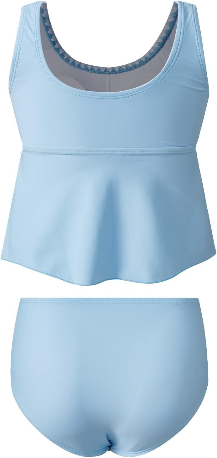 blibean Girls Swimsuits Two Piece Tankini Sets Ruffle Bathing Suit with Chest Pad Size 6-15 Years - Image 6