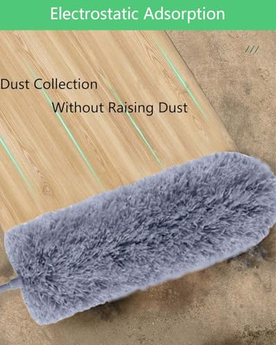 Image of 110 inch Extendable Feather Duster with Extension Pole, Ceiling Fan Cleaner Duster for High Ceiling, Bendable Microfiber Head, Long Handle Duster for Cleaning Fan, Furniture, and Cars (3 replaceable head)