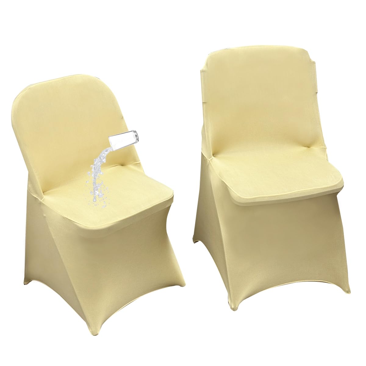 Lot de 40 housses de chaise universelles champagne imperméables pour banquet