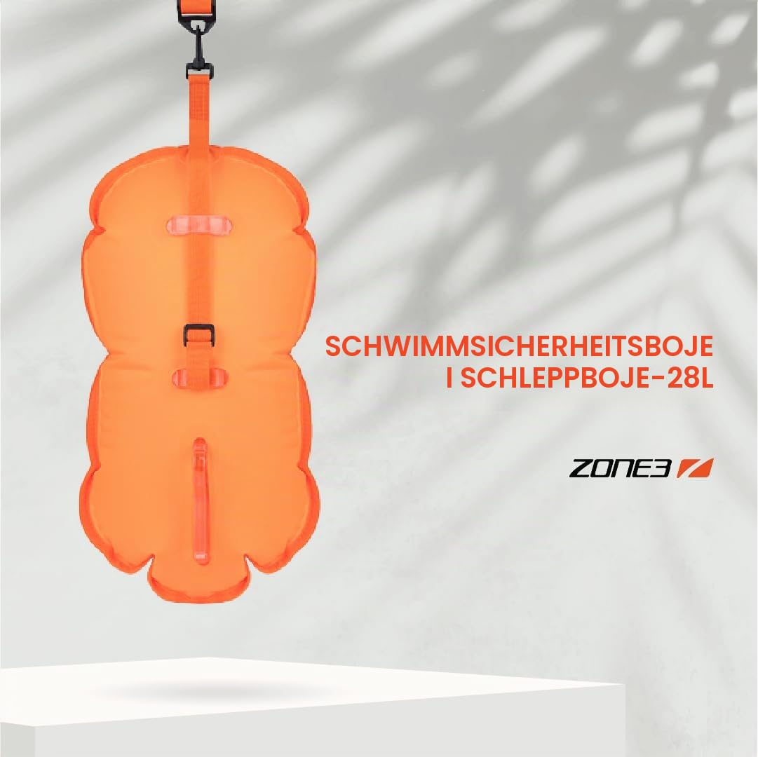 ZONE3 – Recycelte Sicherheitsboje zum Schwimmen im offenen Wasser | Sicherheitsschwimmer für Triathlon | Reflektierende Streifen | Verstellbarer Gürtel und Tragegriff | Schwimmzubehör