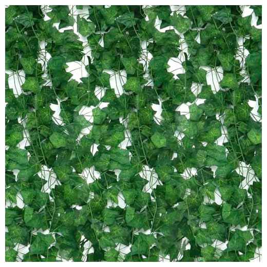 QWORK Lot de 24 guirlandes de lierre artificiel - Guirlande de lierre artificiel pour chambre à coucher - Pour jardin, mur, mariage, fête, cuisine