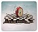 Produktbild Drempad Gaming Mauspads Custom, Surrealistic Mouse Pad, Abstract Time Theme with Fiction Podium with Old Clock Cards and Rope Icon, Standard Size Rectangle Non-Slip Rubber Mousepad, Multicolor
