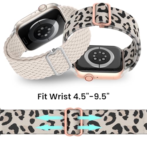 Image of Delidigi Stretchy Bands Compatible for Apple Watch Band Women 40mm 38mm 41mm 42mm 44mm 45mm 46mm 49mm, Nylon Braided Straps for iWatch Series 11 10 9 8 7 6 SE 5 4 3 Ultra 3 2 1