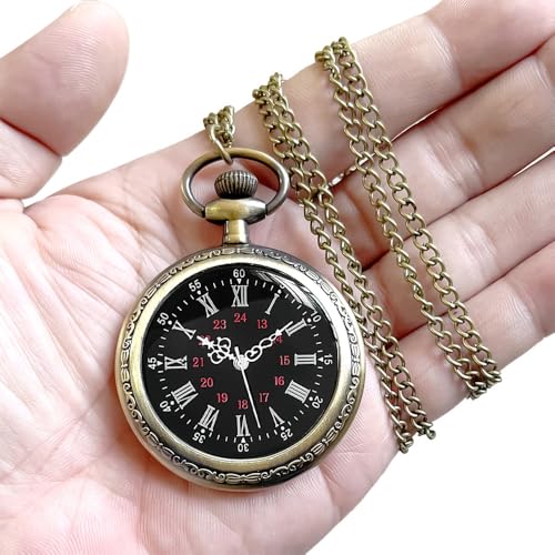 Image of Vintage Quartz Pocket Watches for Men with Chains, Analog Pocket Watch for Women, Gifts for Dad /Grandpa Gifts for Him for Birthday