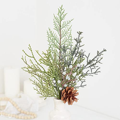 Set of 12 Weather Resistant Artificial Cypress Picks for Holiday Decorating and Christmas Floral Arrangements by Factory Direct Craft (21