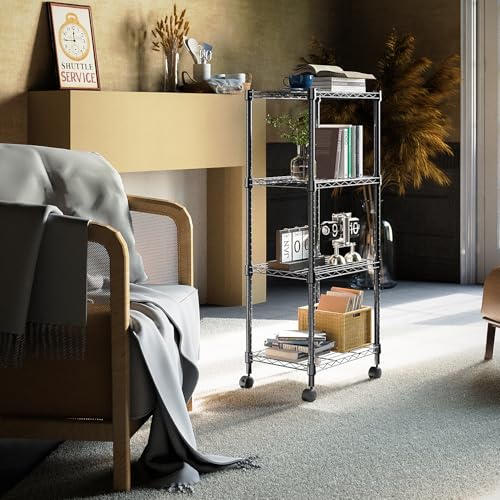 M MZG 4-stufiges Metallregal, Schwerlastregal bis 454 kg, kompaktes Aufbewahrungsregal für Küche, Vorratsraum, Büro… – Ansicht 4