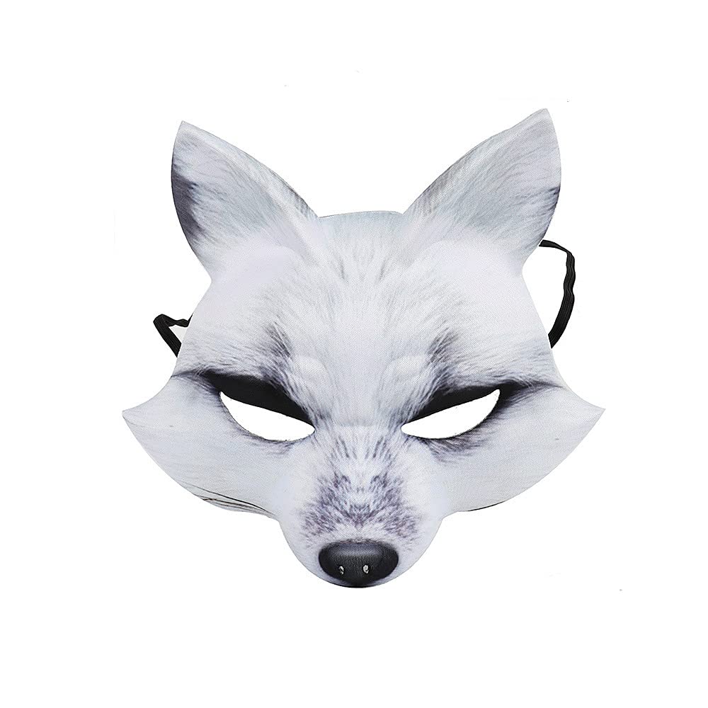 Moonlove Halloween Artificial Fox Mask Animal Elegant Cosplay Mask for Halloween Cosplay Party Fancy Dress Accessory (White Fox) — image 1