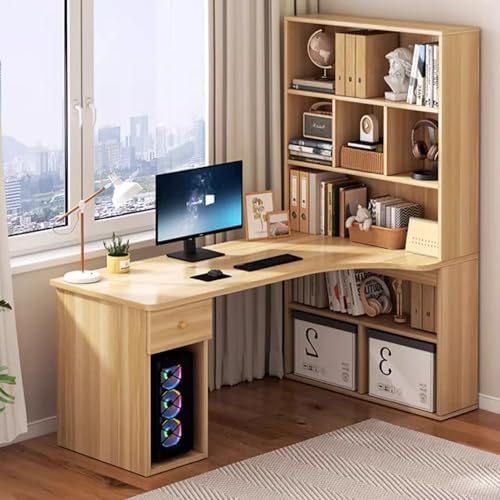 L Shaped Computer Desk, Reversible Gaming Desk, Corner Desk with Storage, Study Desk Writing Desk for Home Office Bedroom, Work from Home, Space-Saving(Wood color,120cm/47.5in)